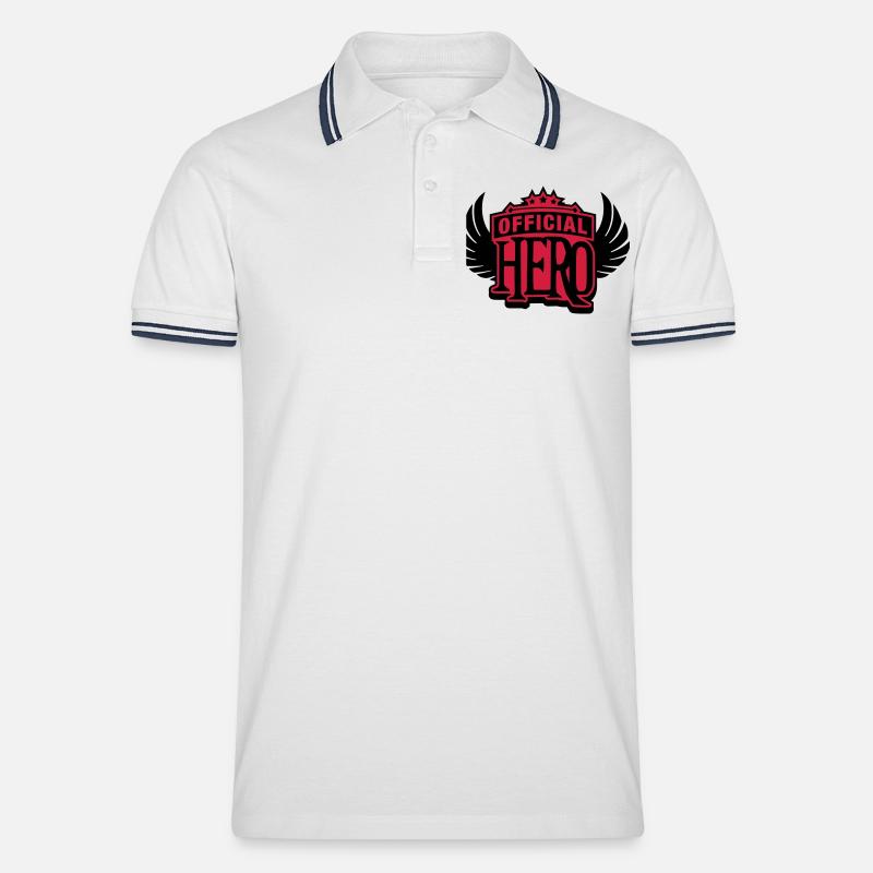 official_hero_je2 - Männer Tipped Poloshirt - Weiß/Navy