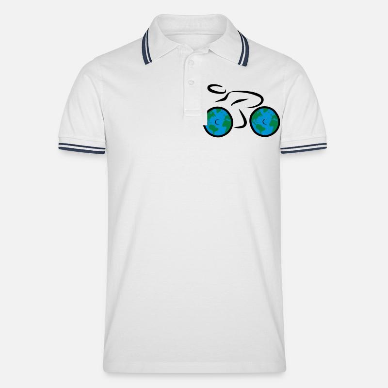 Fahrrad - Männer Tipped Poloshirt - Weiß/Navy