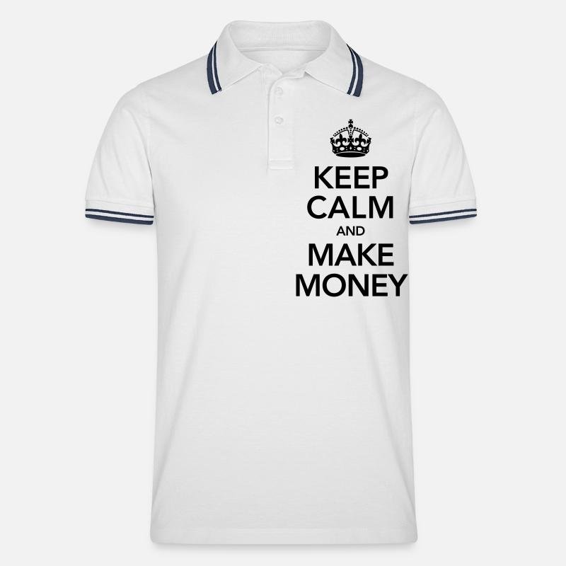 Keep Calm And Make Money - Männer Tipped Poloshirt - Weiß/Navy