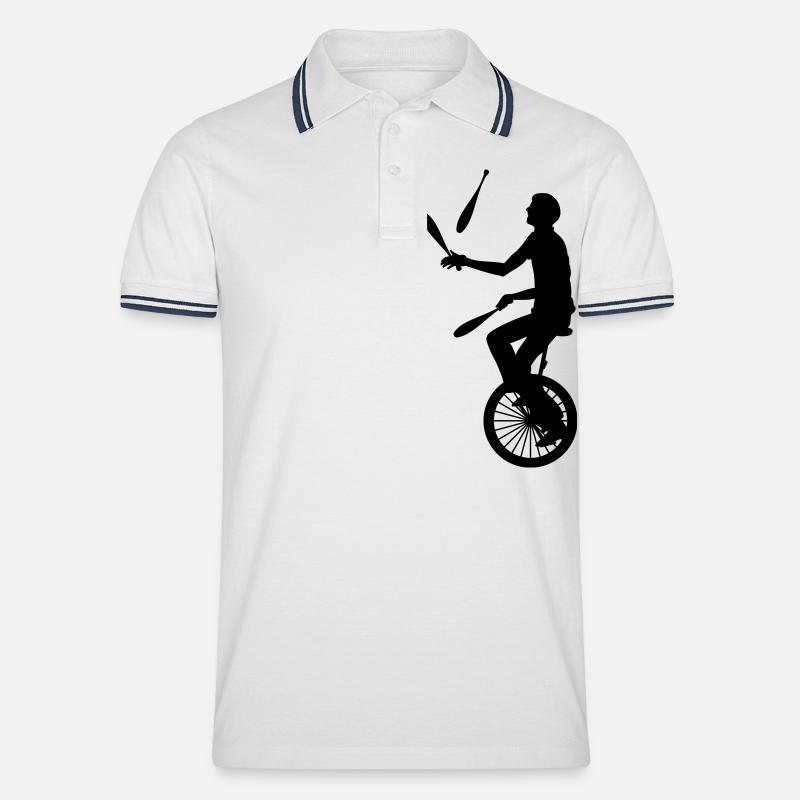 Einrad - Unicycle - Männer Tipped Poloshirt - Weiß/Navy