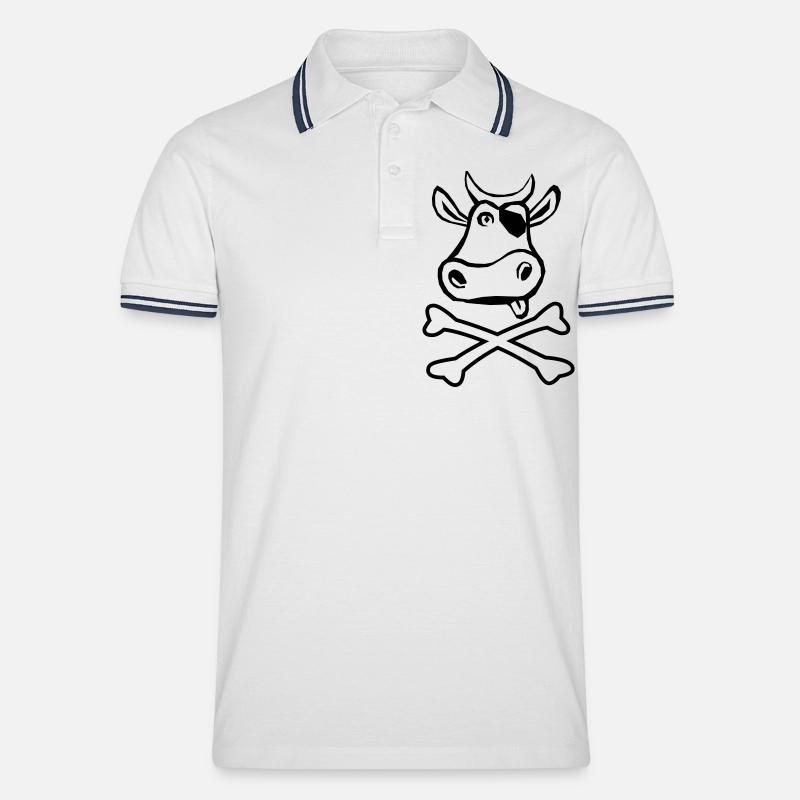 kuhpirat - Männer Tipped Poloshirt - Weiß/Navy