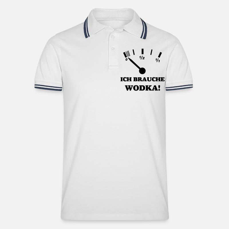 ICH BRAUCHE WODKA - Männer Tipped Poloshirt - Weiß/Navy