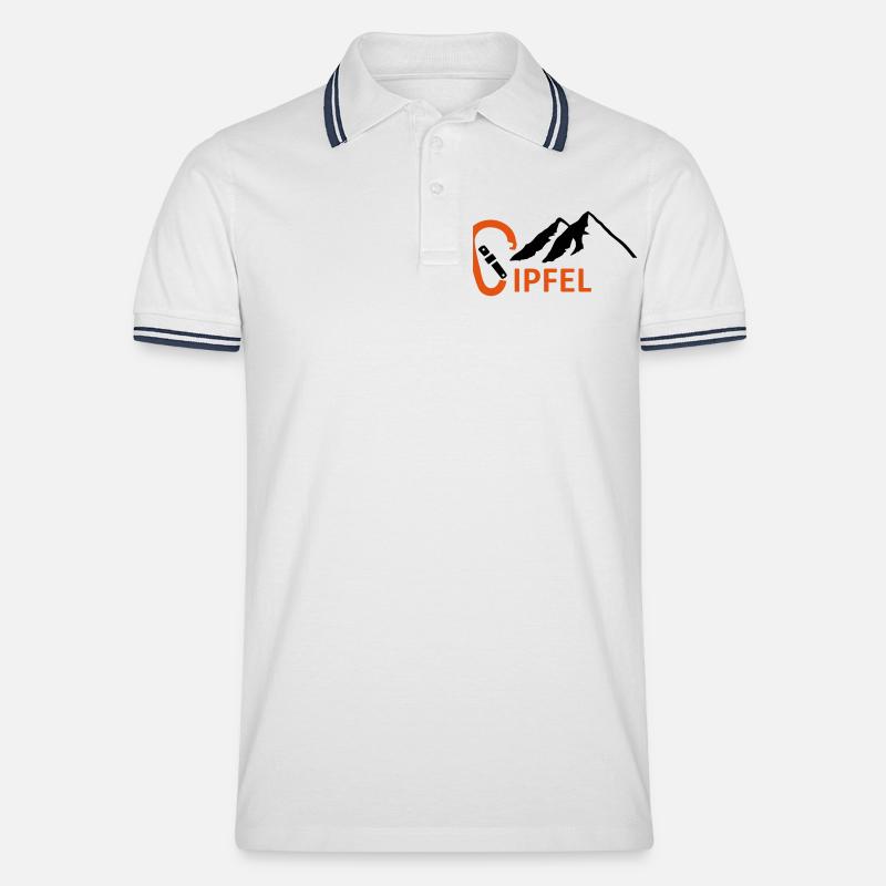 Gipfel Karabiner - Männer Tipped Poloshirt - Weiß/Navy