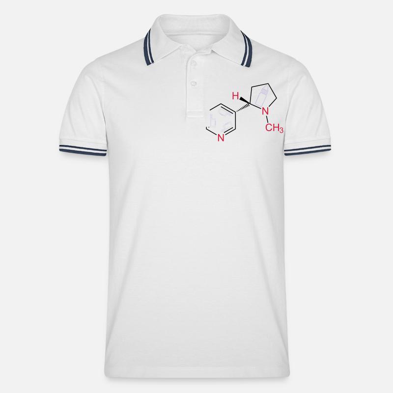 Vaping Nikotin-Nicotine - Männer Tipped Poloshirt - Weiß/Navy