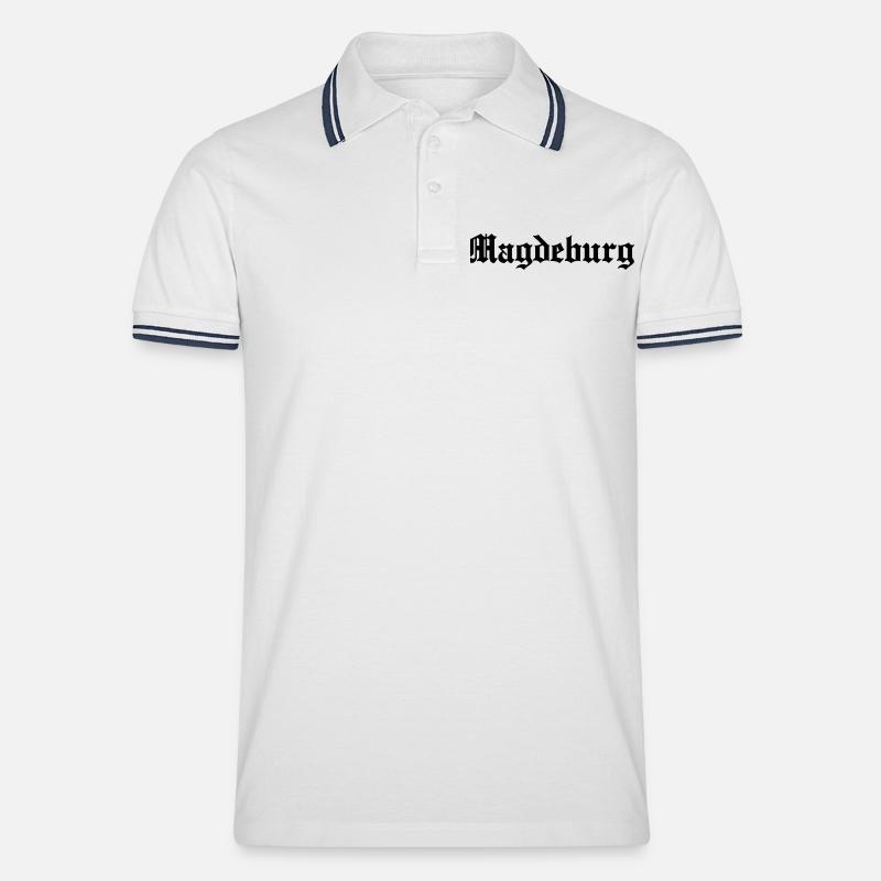 Magdeburg - Männer Tipped Poloshirt - Weiß/Navy