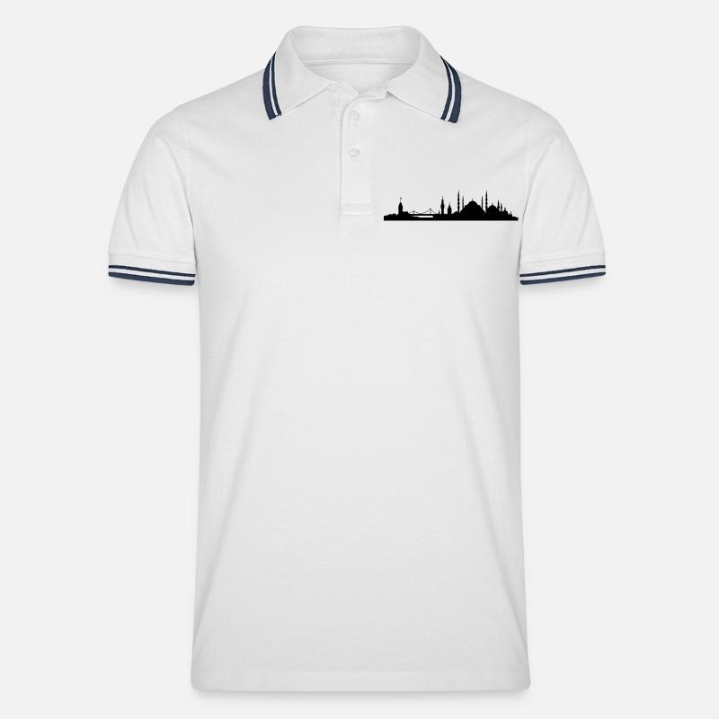 Skyline Istanbul - Männer Tipped Poloshirt - Weiß/Navy