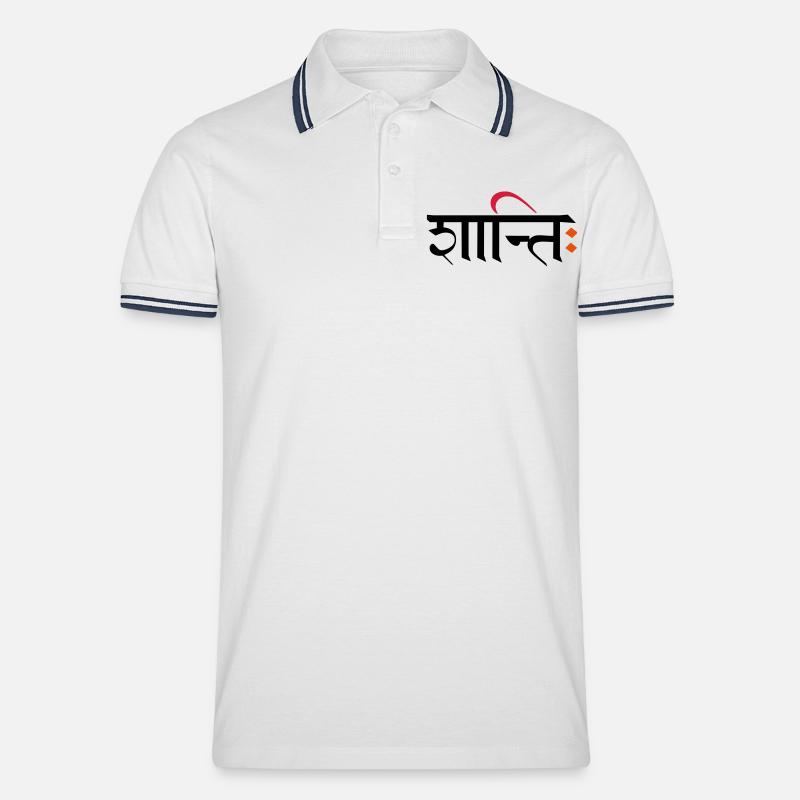 Shanti - Peace - Männer Tipped Poloshirt - Weiß/Navy