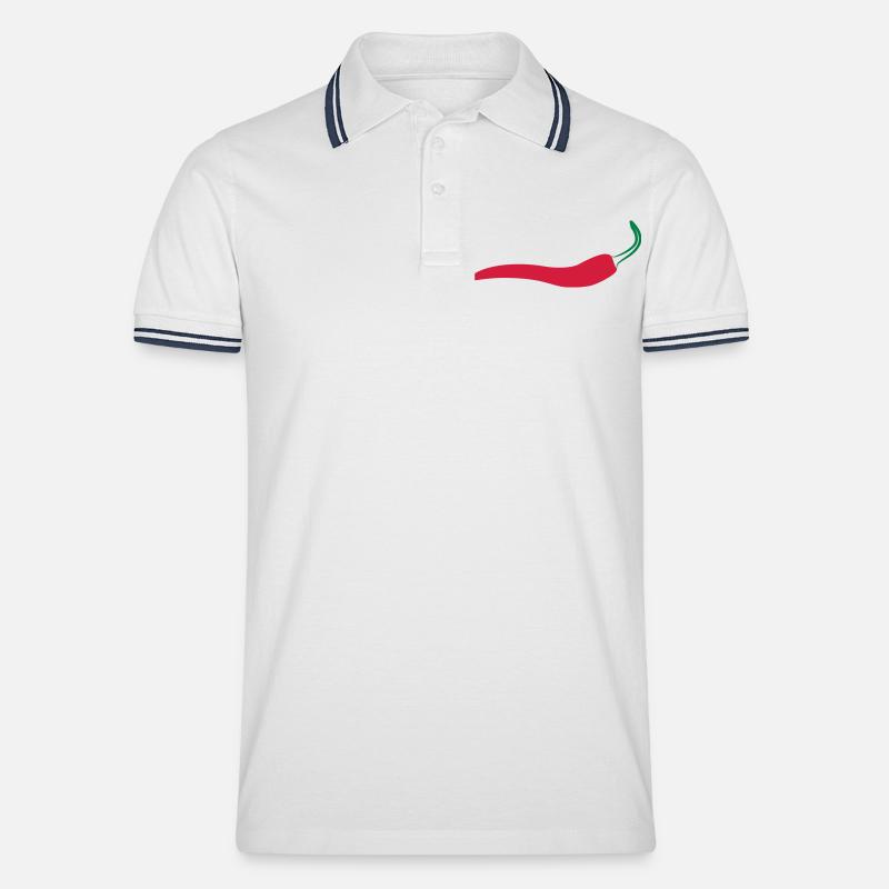 Tribal hot Chilli - Männer Tipped Poloshirt - Weiß/Navy