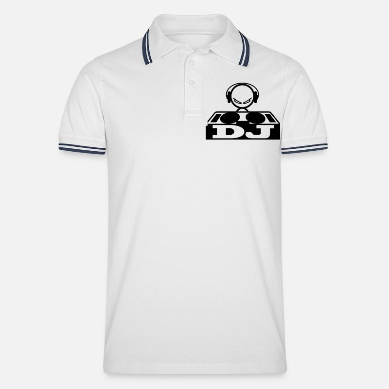 DJ - Männer Tipped Poloshirt - Weiß/Navy