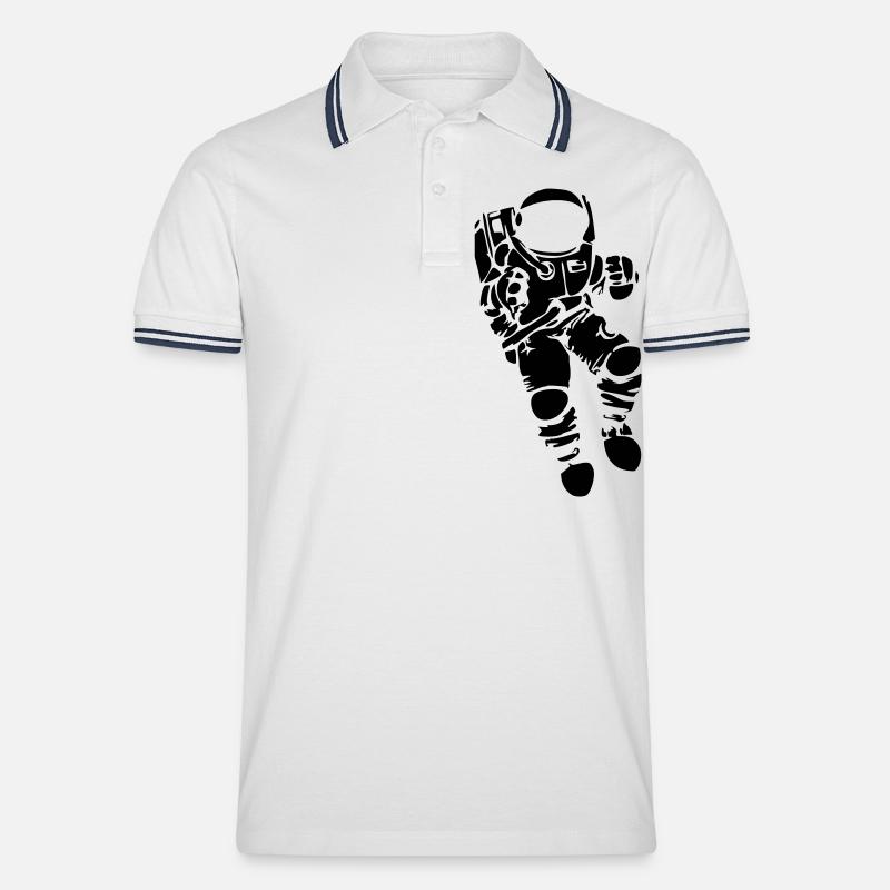 Astronaut Vektor - Männer Tipped Poloshirt - Weiß/Navy