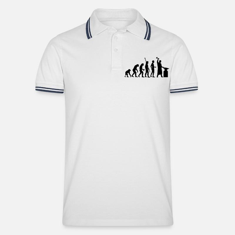 evolution_schmied_b - Männer Tipped Poloshirt - Weiß/Navy