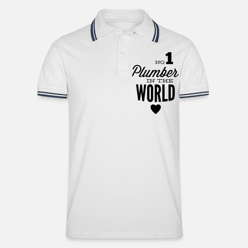 Bester Klempner der Welt - Männer Tipped Poloshirt - Weiß/Navy