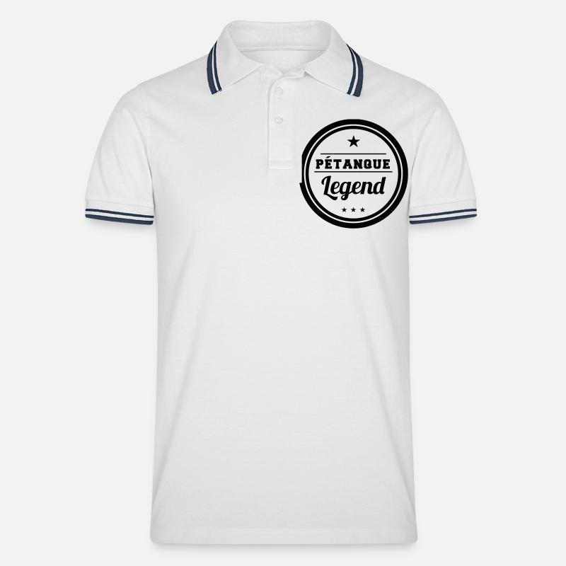Petanque Legend - Polo tipped Homme - blanc/marine