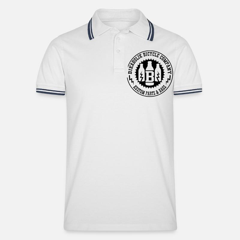 Round Logo - Männer Tipped Poloshirt - Weiß/Navy
