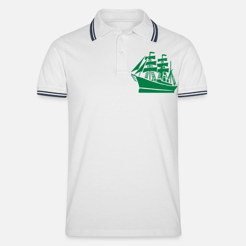 Schiff Schifffahrt - Männer Tipped Poloshirt - Weiß/Navy