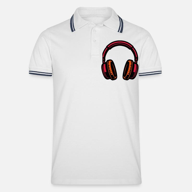 Kopfhörer Symbol Musik - Männer Tipped Poloshirt - Weiß/Navy