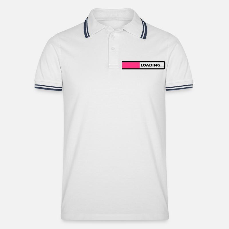 loading laden computer warten ladebalken - Männer Tipped Poloshirt - Weiß/Navy