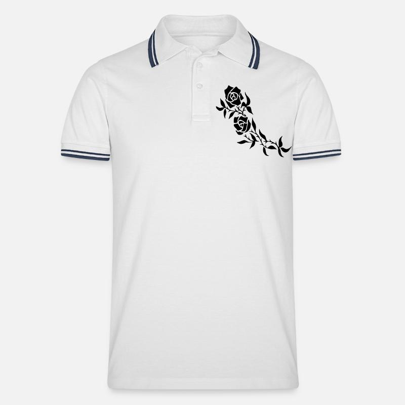 Rose - Männer Tipped Poloshirt - Weiß/Navy