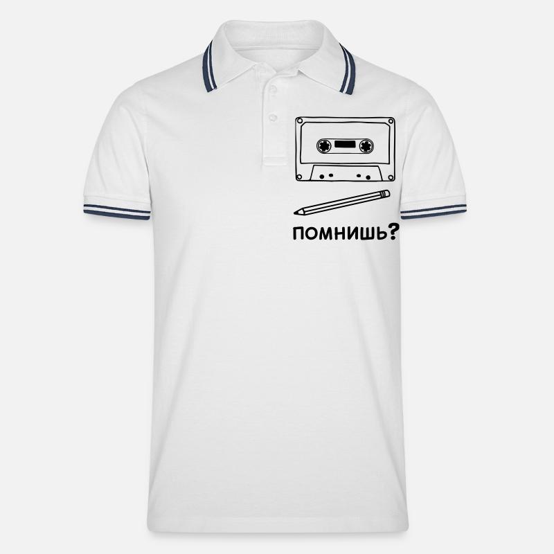 Kassette Bleistift - Männer Tipped Poloshirt - Weiß/Navy