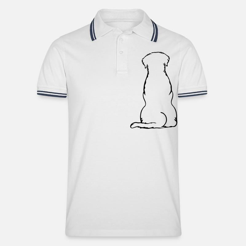 Labbi_sitzend_Back - Männer Tipped Poloshirt - Weiß/Navy