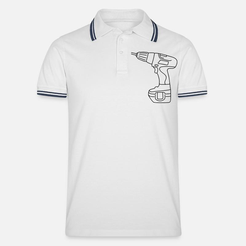 Cordless Screwdriver - Men's Tipped Polo Shirt - white/navy