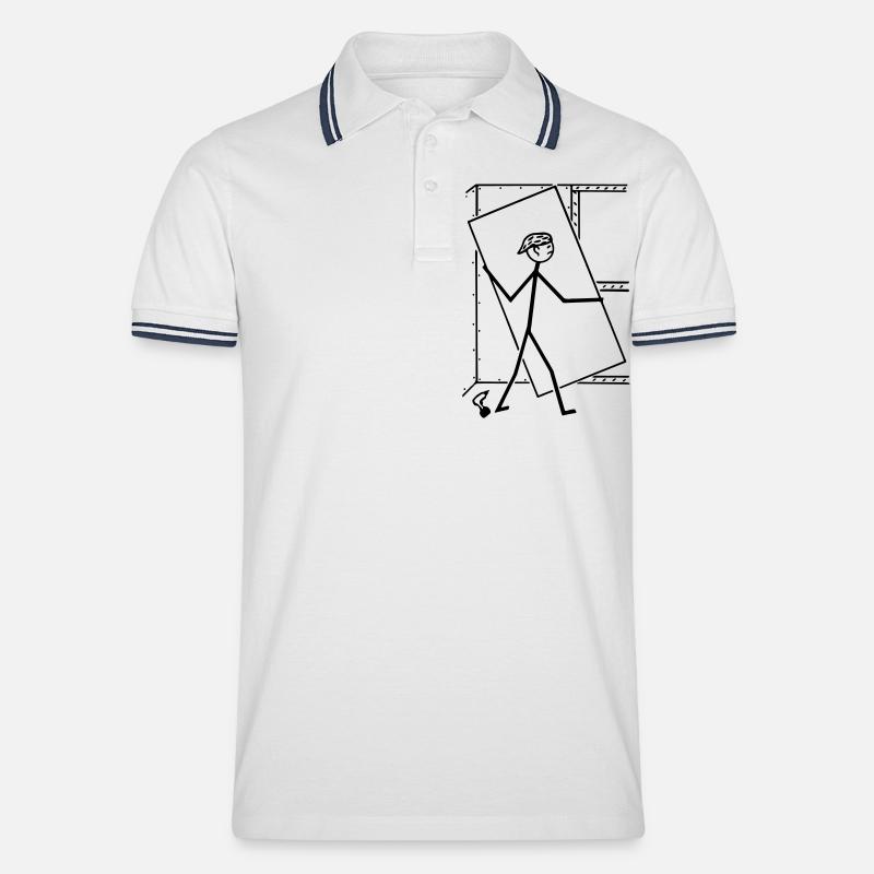 trockenbauer - Männer Tipped Poloshirt - Weiß/Navy