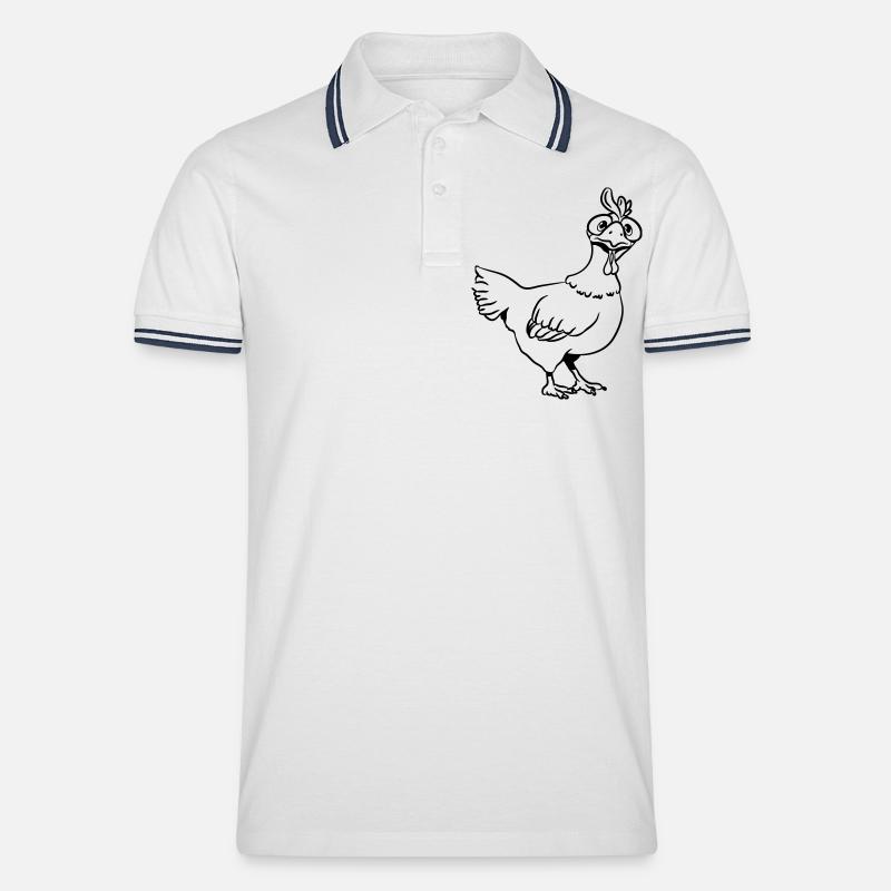 Poulet drôle stupide - Polo tipped Homme - blanc/marine