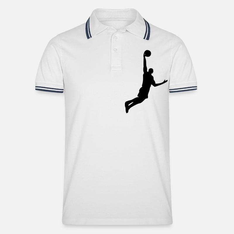 basketball - Männer Tipped Poloshirt - Weiß/Navy