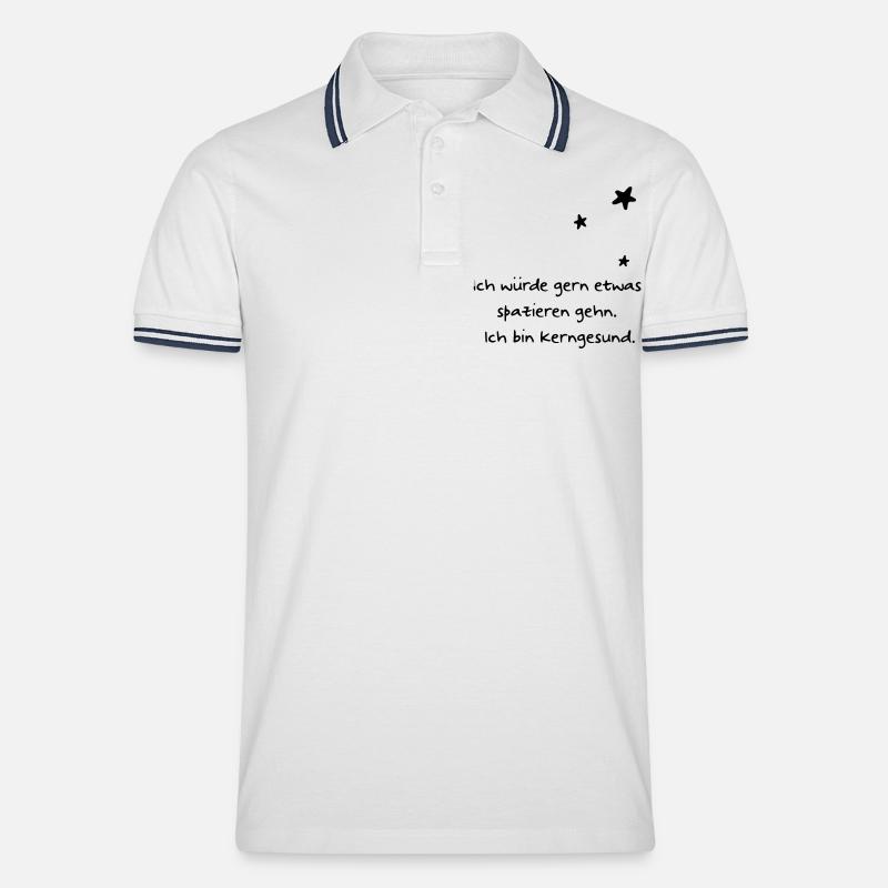 Ich bin kerngesund - Männer Tipped Poloshirt - Weiß/Navy