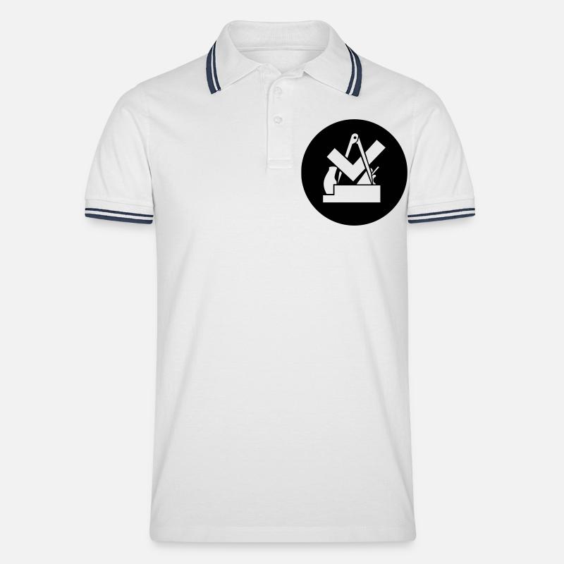 Tischlerwappen - Männer Tipped Poloshirt - Weiß/Navy