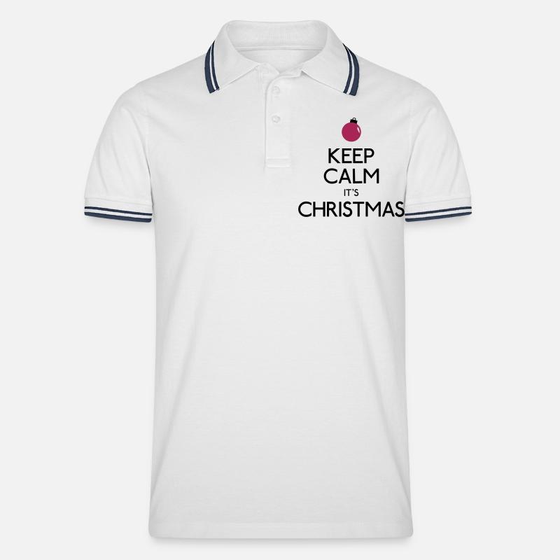 Keep Calm Christmas - Männer Tipped Poloshirt - Weiß/Navy