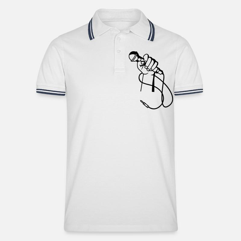Micro Hand - Männer Tipped Poloshirt - Weiß/Navy