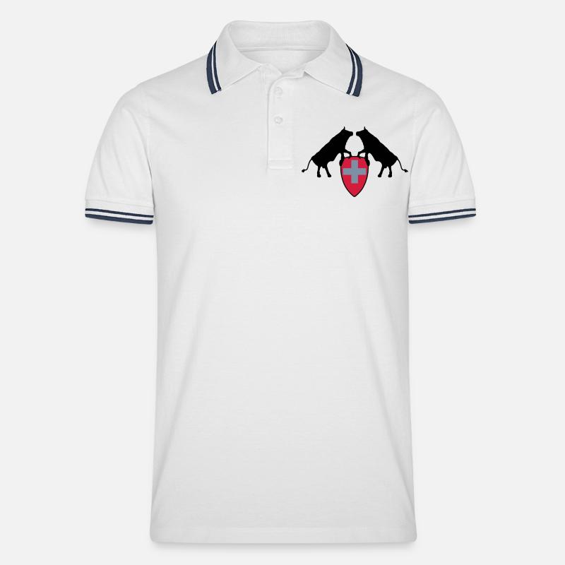 schweiz - Männer Tipped Poloshirt - Weiß/Navy