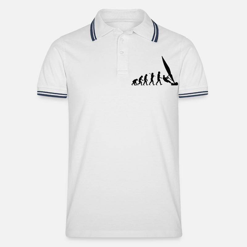 ws01 windsurf evolution - Men's Tipped Polo Shirt - white/navy