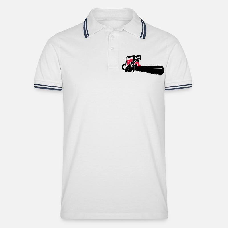 Kettensäge - Männer Tipped Poloshirt - Weiß/Navy