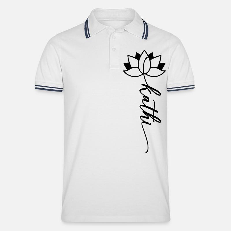 Kathi Name Blumenschrift - Männer Tipped Poloshirt - Weiß/Navy