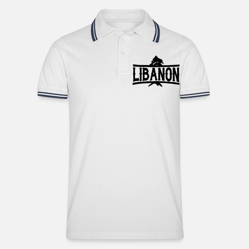 Libanon - Männer Tipped Poloshirt - Weiß/Navy