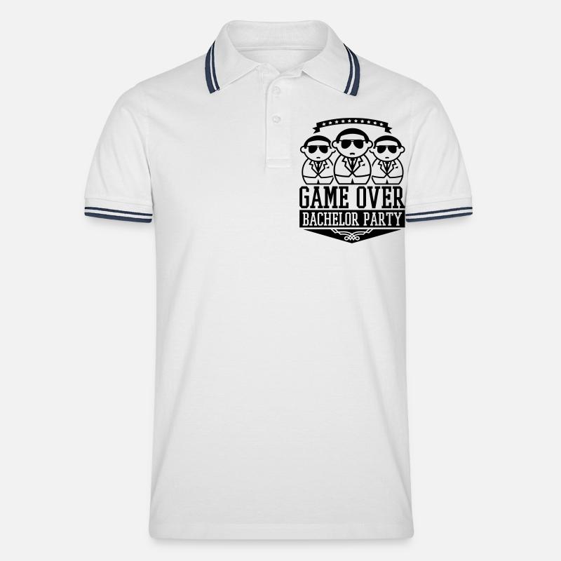 bachelor_party_guys_f1 - Männer Tipped Poloshirt - Weiß/Navy