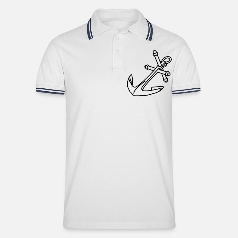 Anker - Männer Tipped Poloshirt - Weiß/Navy