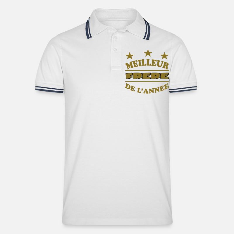 BESTER BRUDER DES JAHRES - Männer Tipped Poloshirt - Weiß/Navy