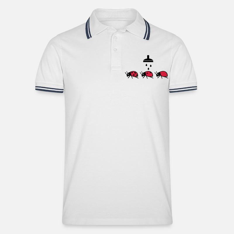 Marienkaefer - Männer Tipped Poloshirt - Weiß/Navy