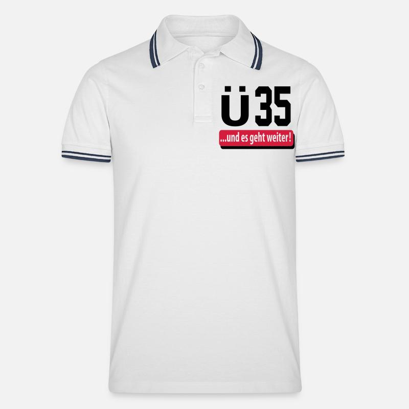 und_es_geht_weiter_35 - Männer Tipped Poloshirt - Weiß/Navy