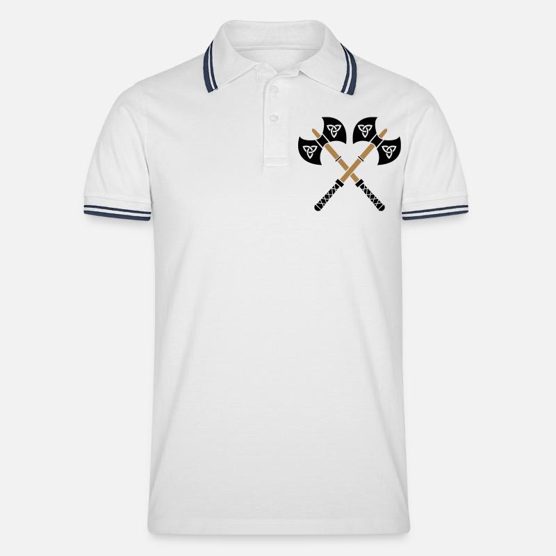 wikinger_aexte_02 - Männer Tipped Poloshirt - Weiß/Navy