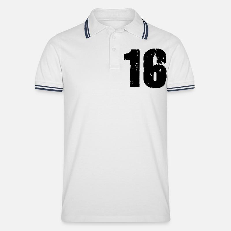 16 - Männer Tipped Poloshirt - Weiß/Navy