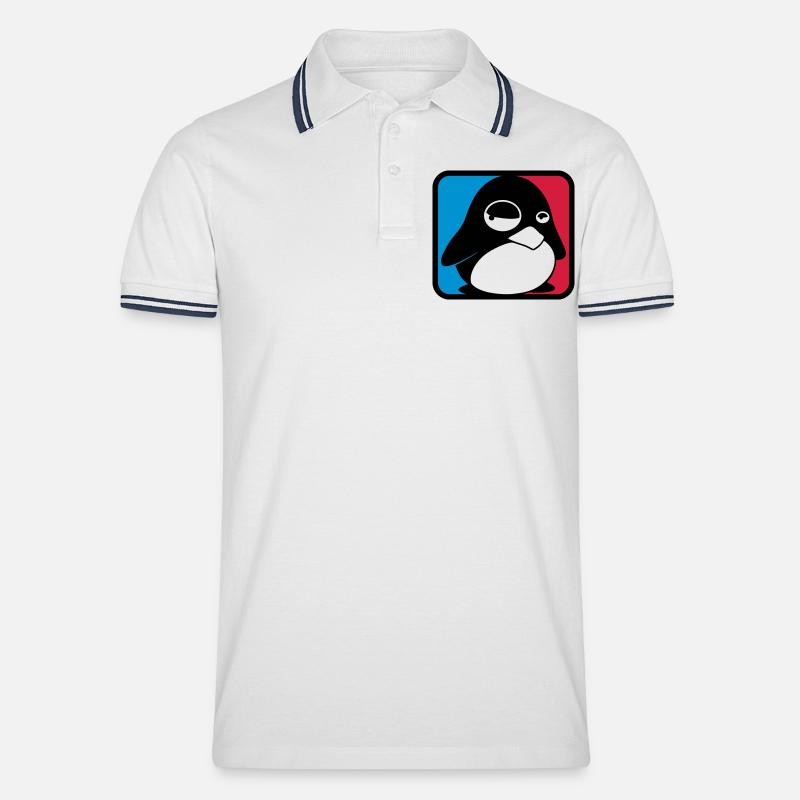 TUX Leauge, LINUX - Männer Tipped Poloshirt - Weiß/Navy