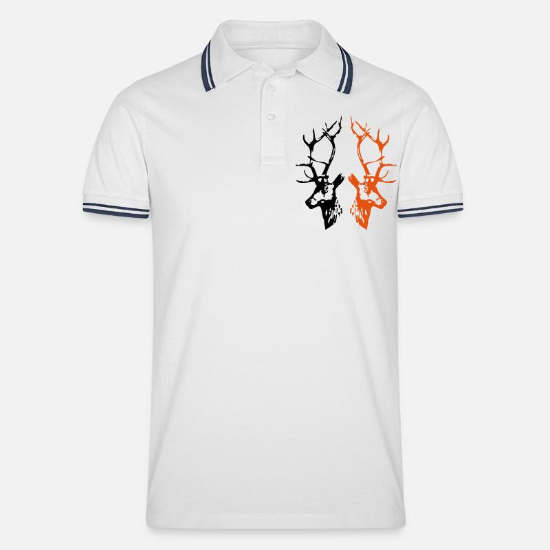 hirsche - Männer Tipped Poloshirt - Weiß/Navy