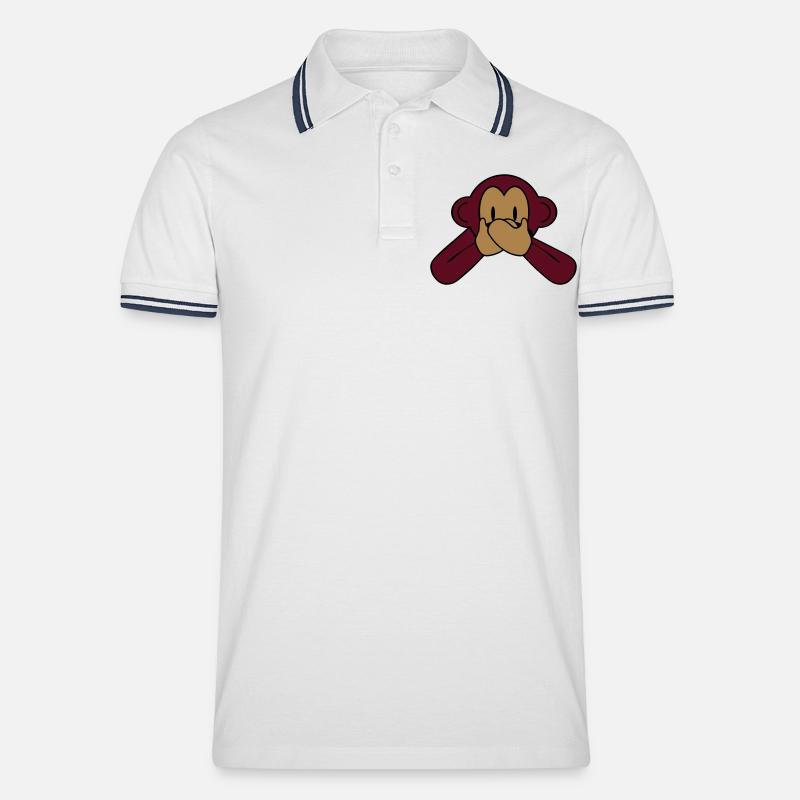 monkey_speak_2 - Männer Tipped Poloshirt - Weiß/Navy