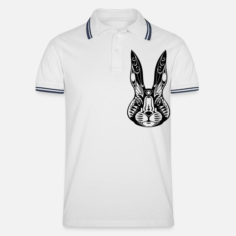 Mr. Bunny - Männer Tipped Poloshirt - Weiß/Navy