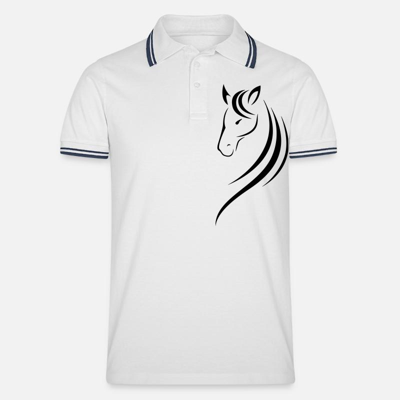 HORSE'S HEAD - Männer Tipped Poloshirt - Weiß/Navy