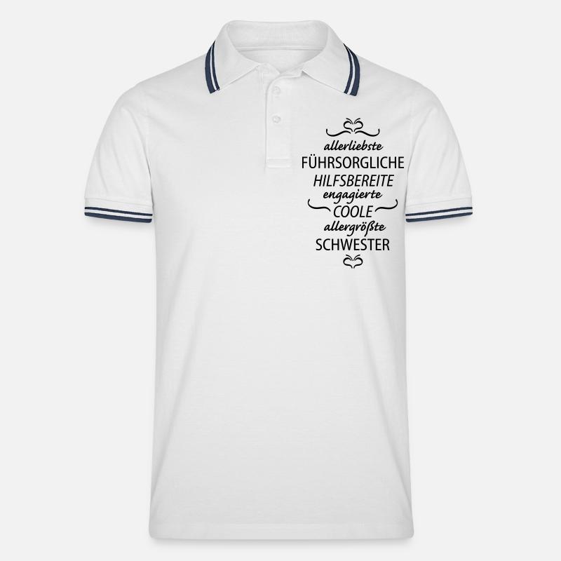 allergrößte Schwester - Männer Tipped Poloshirt - Weiß/Navy